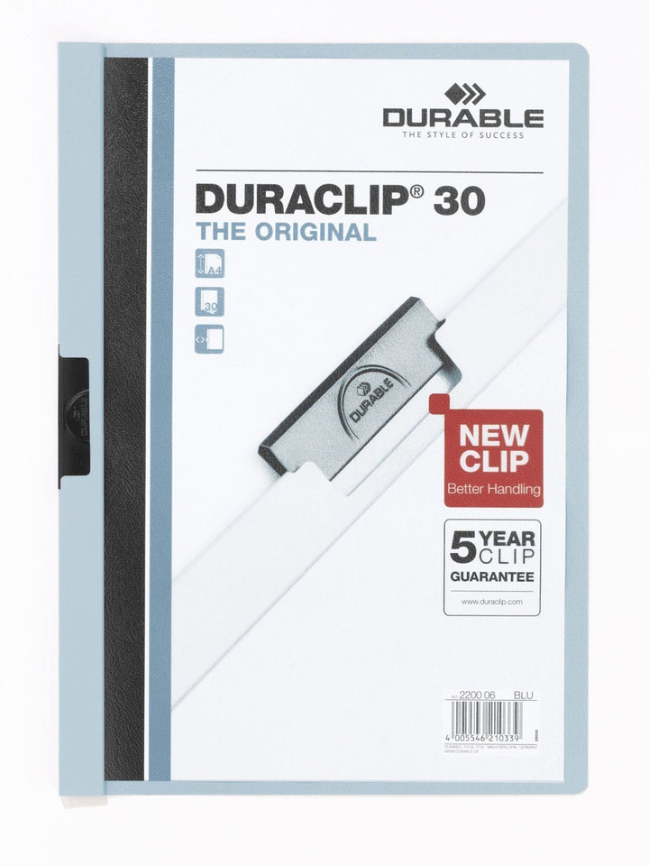 Durable Klemm-Mappe Duraclip Original 30 (für 1-30 Blatt A4), 25 Stück, blau, 220006 blau 1 - 30 Bla