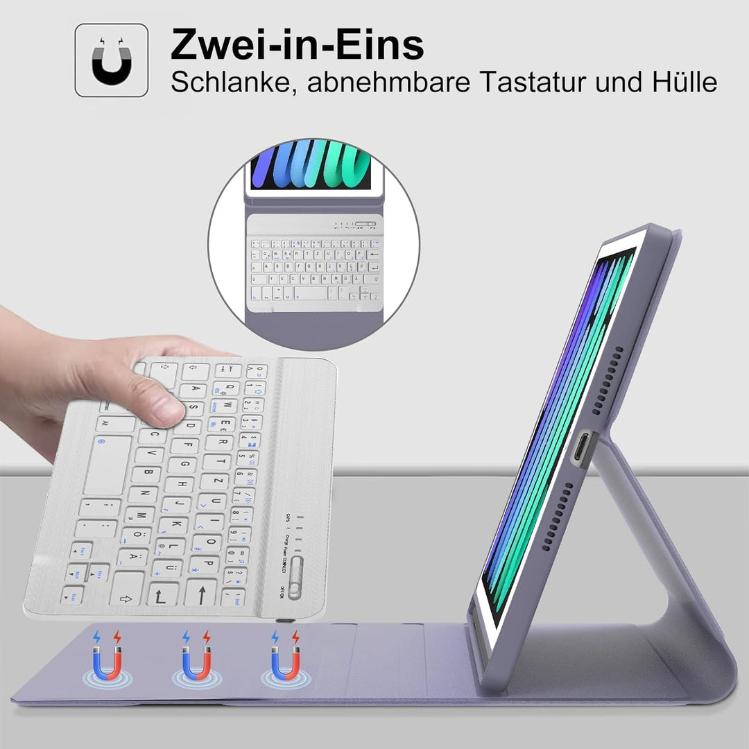 Tastatur Hülle für iPad mini 5/4/3/2/1, Deutsch QWERTZ Layout Tastatur für iPad mini 5/4 2019/2015 A