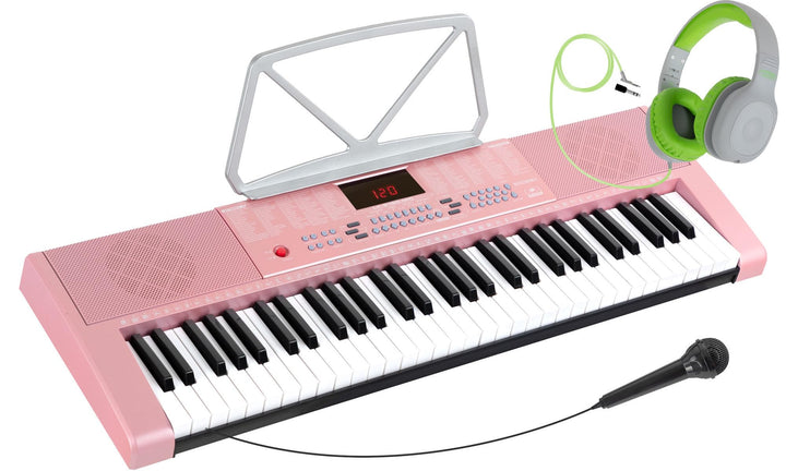 McGrey LK-6120-MIC Keyboard mit Mikrofon & Kinderkopfhörer Set - Einsteiger-Keyboard mit 61 Leuchtta