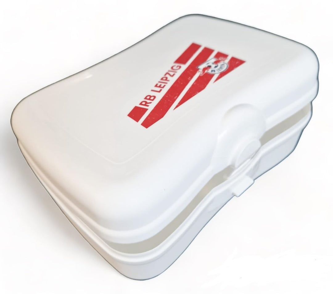 RB Leipzig Brotdose - Stripes - weiss Brotbüchse Lunchbox Brotzeitbox RBL - Plus Lesezeichen Wir lie