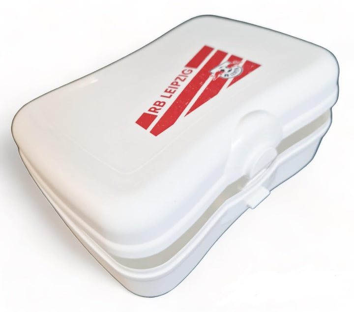 RB Leipzig Brotdose - Stripes - weiss Brotbüchse Lunchbox Brotzeitbox RBL - Plus Lesezeichen Wir lie