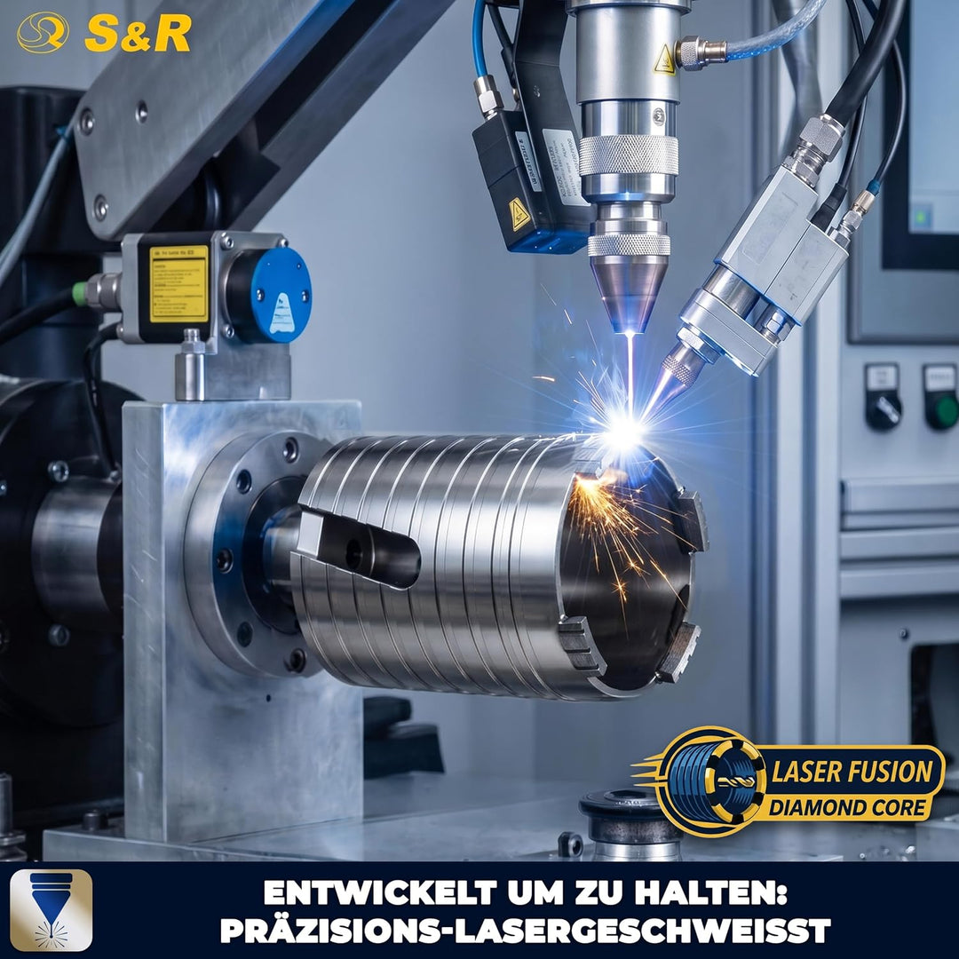 S&R Diamantbohrkrone - SET 82mm, Dosensenker, Kernbohrkrone, Segmenthöhe 10mm, mit Zentrierbohrer 8x