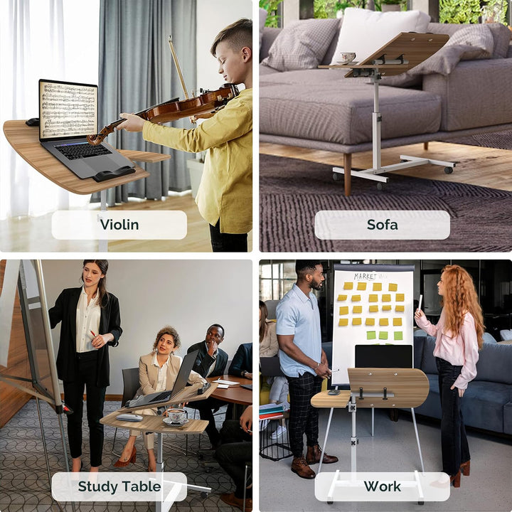 PIPIPOXER 60x40cm Laptoptisch Höhenverstellbar, Laptopständer Computertisch, Mobiler Stehtisch mit 2