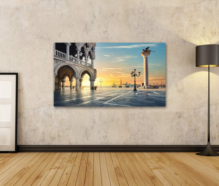 islandburner Bild auf Leinwand Venedig Sonnenaufgang San Marco Italien Bilder Wandbilder Poster Lein