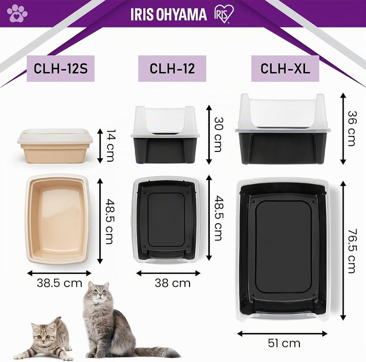 Iris Ohyama Katzenklo, klein, bis 7 kg, Grau, offen, ohne Deckel, Katzentoilette, Abnehmbarer Rand,