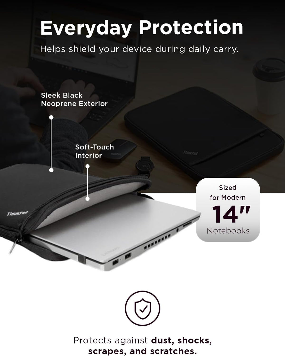 LENOVO ThinkPad 36cm 14Zoll Sleeve, Schwarz Single, Single