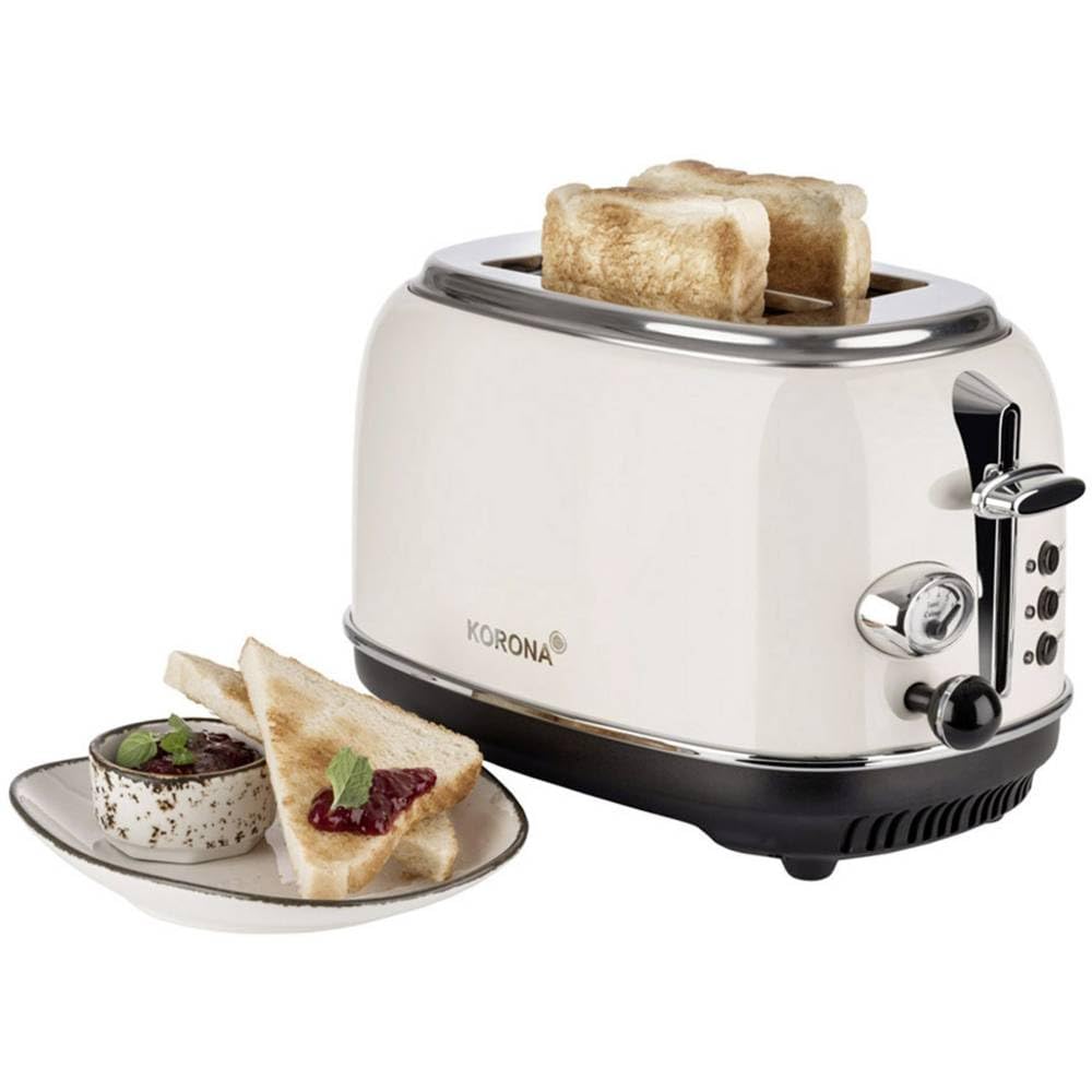 Korona 21666 Toaster | 2 Scheiben | Creme | Röstgrad-Anzeige | Auftauen | Rösten | Aufwärmen | 810 W
