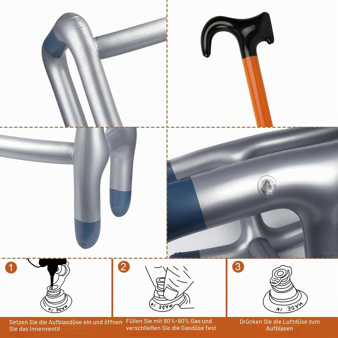 Aufblasbare Gehhilfe und Spazierstock, Aufblasbarer Rollator, Aufblasbare Gehhilfen, Rentner Kostüm,