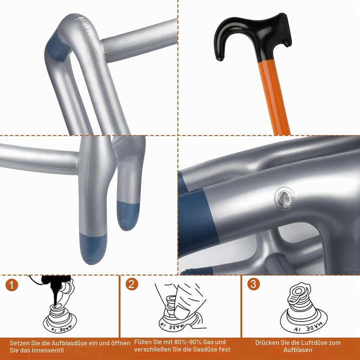 Aufblasbare Gehhilfe und Spazierstock, Aufblasbarer Rollator, Aufblasbare Gehhilfen, Rentner Kostüm,