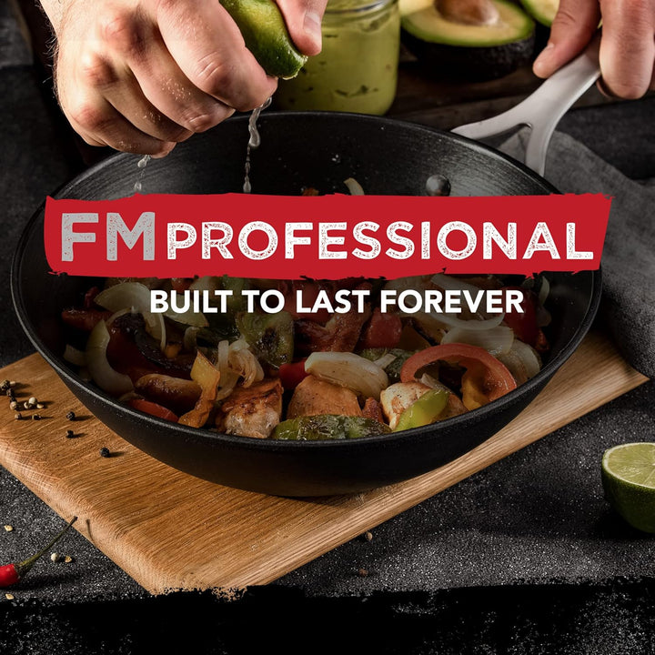 FMprofessional Force Wokpfanne aus Gusseisen 28 cm – Bratpfanne mit hochwertiger Antihaftbeschichtun