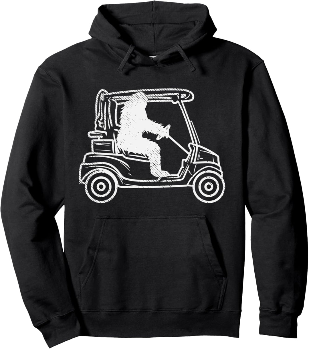 Bigfoot Sasquatch Driving Golf Cart Funny Golfing Golfer Pullover Hoodie