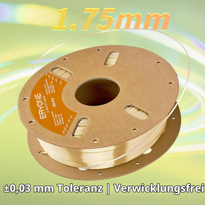 ERYONE Seiden PLA Filament 1.75mm, PLA Seiden Filament für 3D Drucker, 1.75mm +/- 0,03 mm, 1kg /Spul