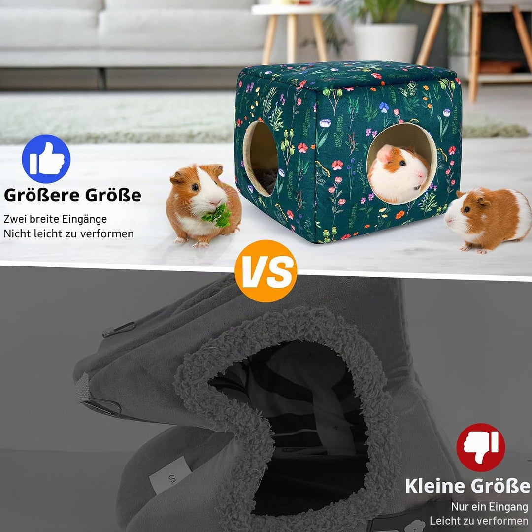 Meerschweinchen Haus 2 eingange – Waschbares Kaninchenbett &amp; Kuschelhöhle – Versteck für Kaninchen,
