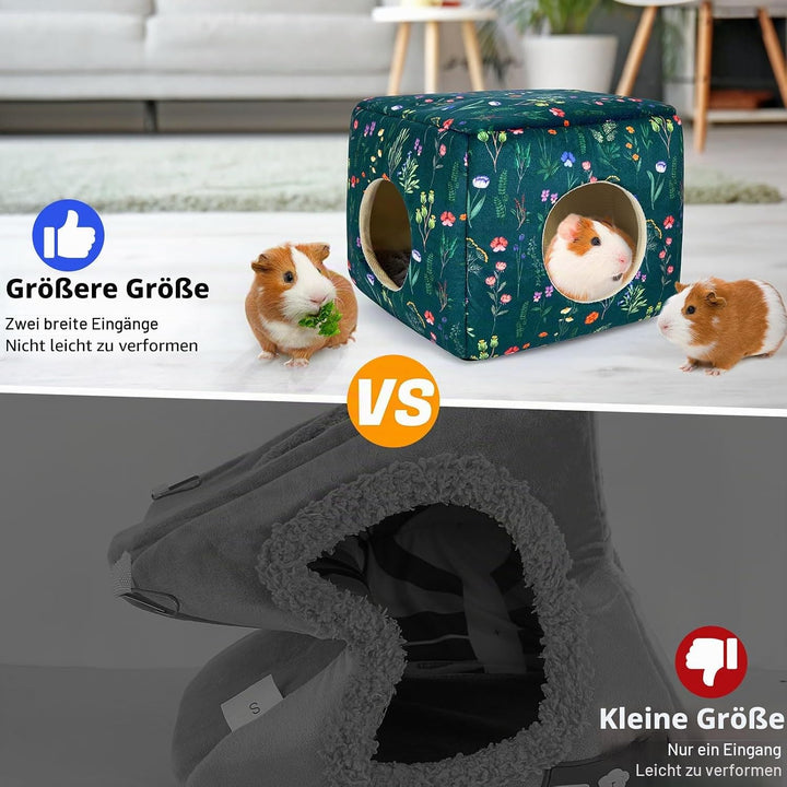 Meerschweinchen Haus 2 eingange – Waschbares Kaninchenbett &amp; Kuschelhöhle – Versteck für Kaninchen,