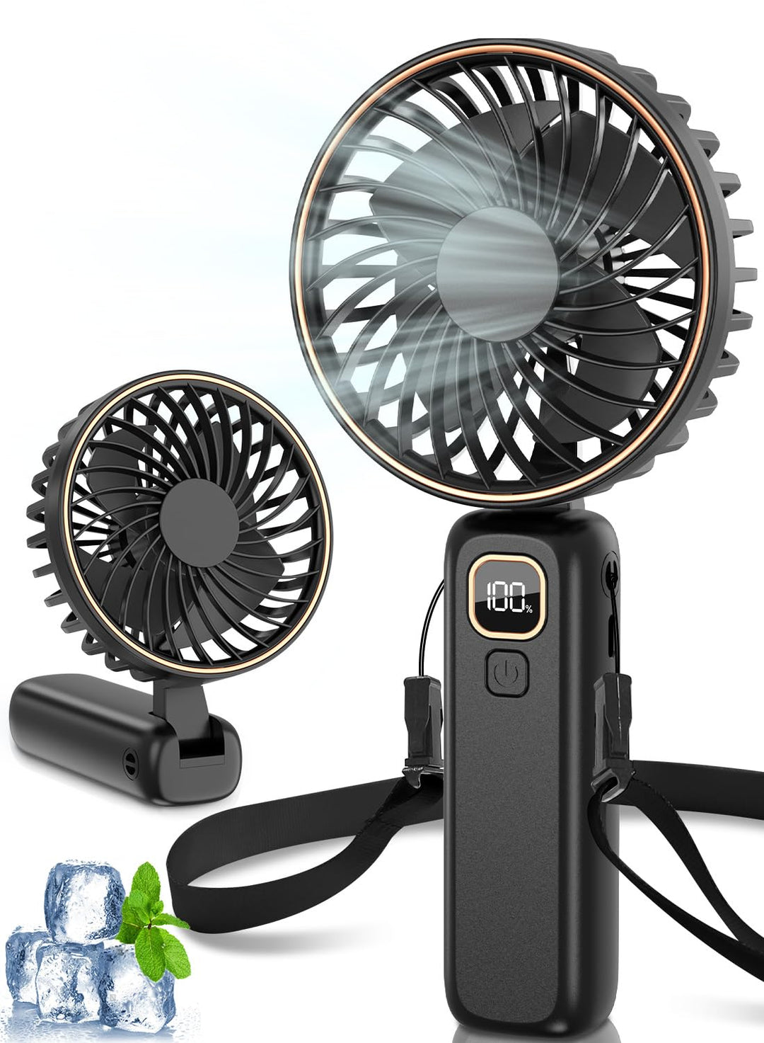 Handventilator, Mini Tragbarer Ventilator mit LCD Display &amp; 6 Stufen, Leiser USB Ventilator mit 4000