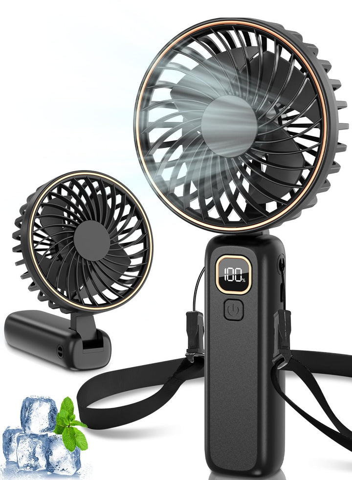 Handventilator, Mini Tragbarer Ventilator mit LCD Display &amp; 6 Stufen, Leiser USB Ventilator mit 4000
