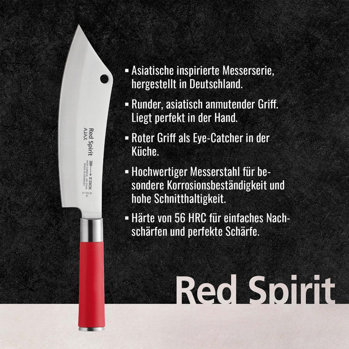 F. DICK Kochmesser, Küchenmesser „Ajax“, Red Spirit (Messer mit Klinge 20 cm, X55CrMo14 Stahl, nicht
