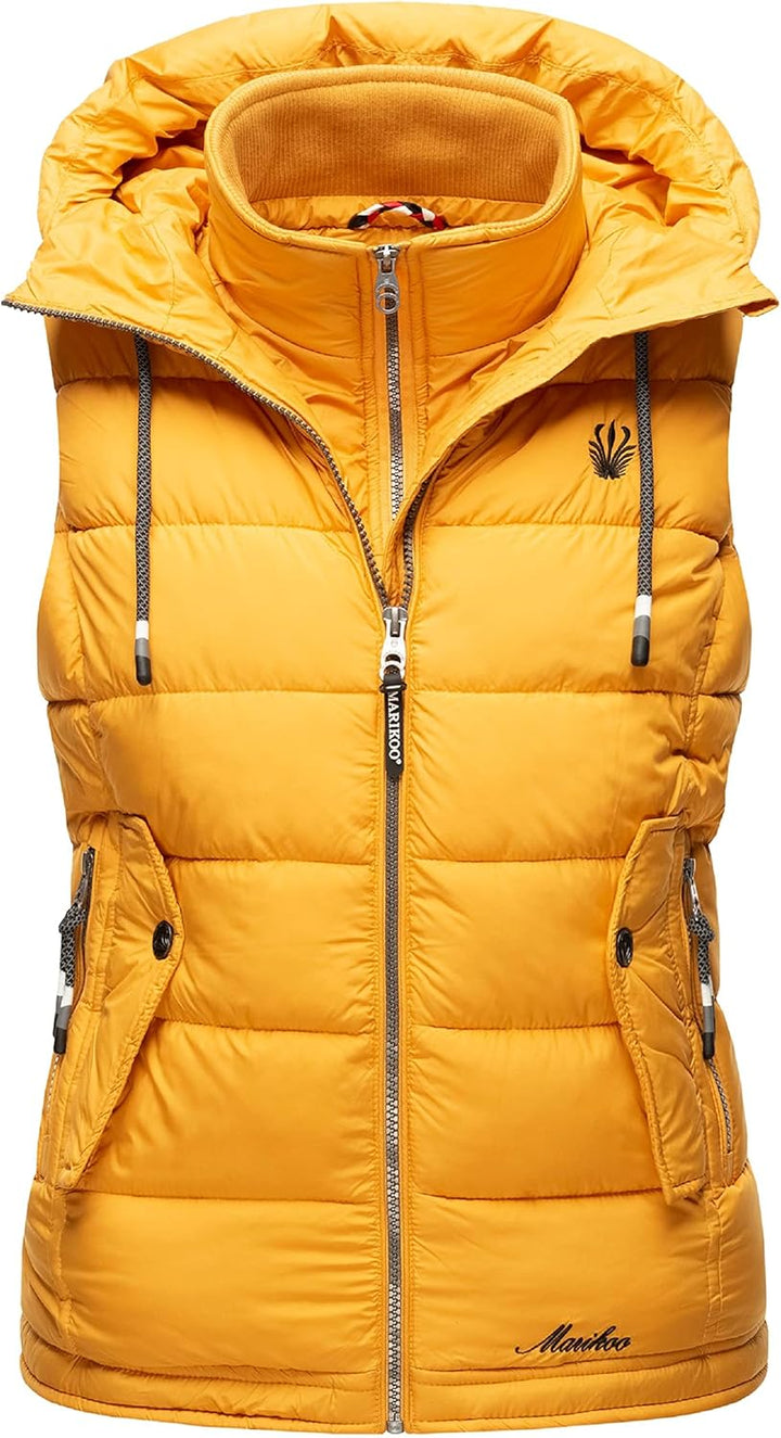 MARIKOO Damen leichte Übergangsweste Steppweste mit Kapuze Taisaa XS-3XL XS Gelb, XS Gelb