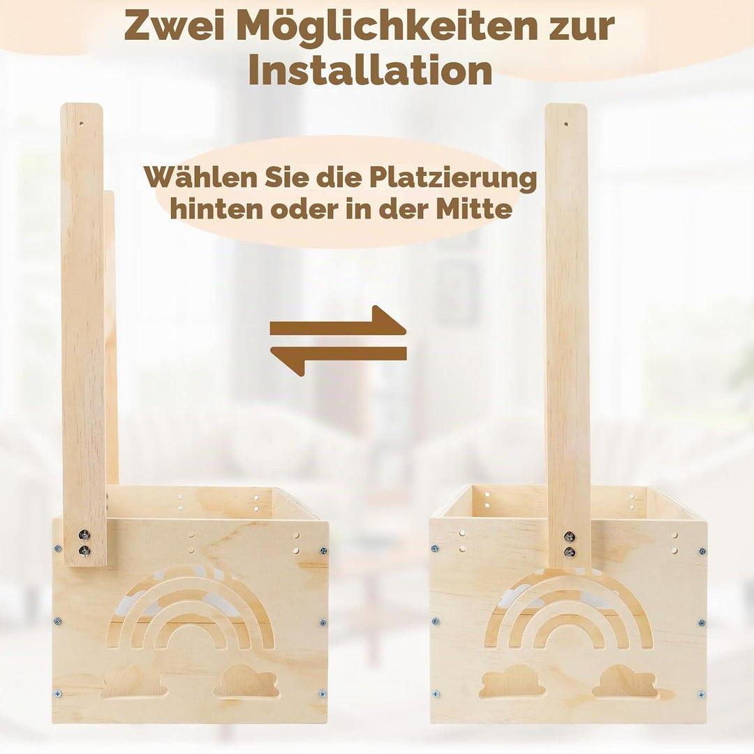 Babyparty Geschenk Holz Babykorb mit Griff, Babyparty Geschenk für Neugeborene, Praktischer Baby Sch