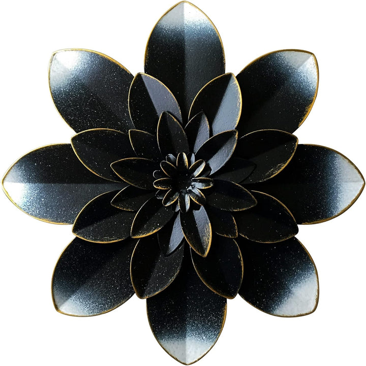 Picfarce Schwarze MetallBlumenWandkunstDekoration, 24,1 cm, rustikale, moderne Blumenskulptur, UsedL