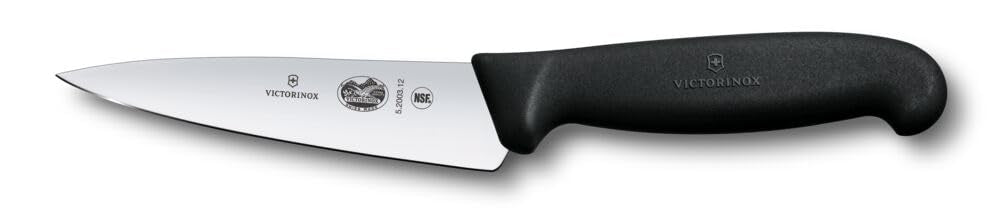 Victorinox Fibrox Kochmesser, Kleines Universalmesser für Obst und Gemüse, 12 cm, Gerade Klinge, Sch
