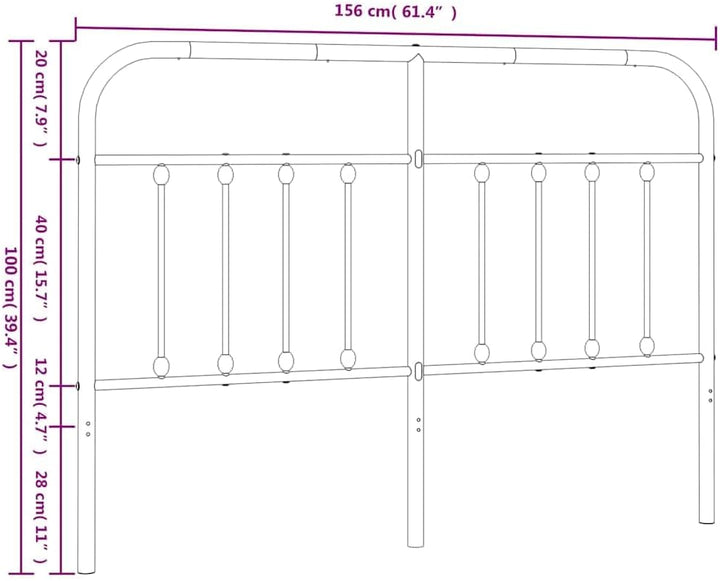 vidaXL Kopfteil, Bettkopfteil aus Stahl Metallkonstruktion, Betthaupt für Bett Metallbett Bettgestel