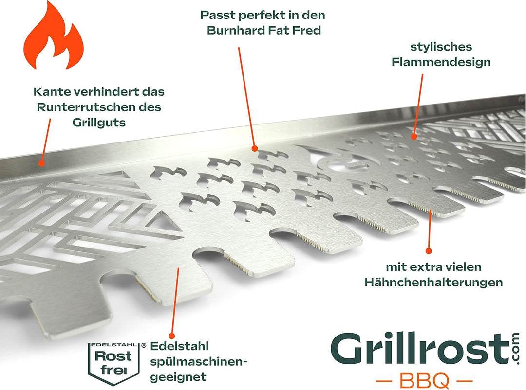 Grillrost.com Das Original Edelstahl Multistation | Warmhalterost für Burnhard Fat Fred | mit Drumst