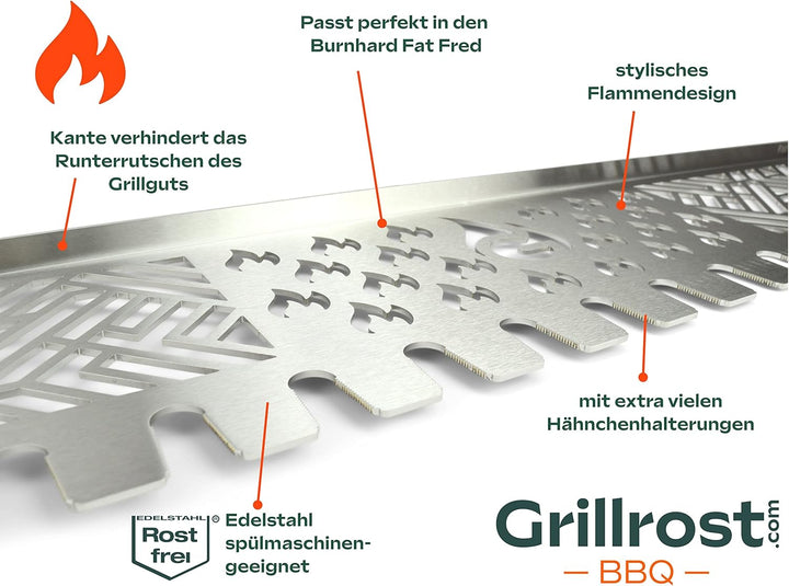 Grillrost.com Das Original Edelstahl Multistation | Warmhalterost für Burnhard Fat Fred | mit Drumst