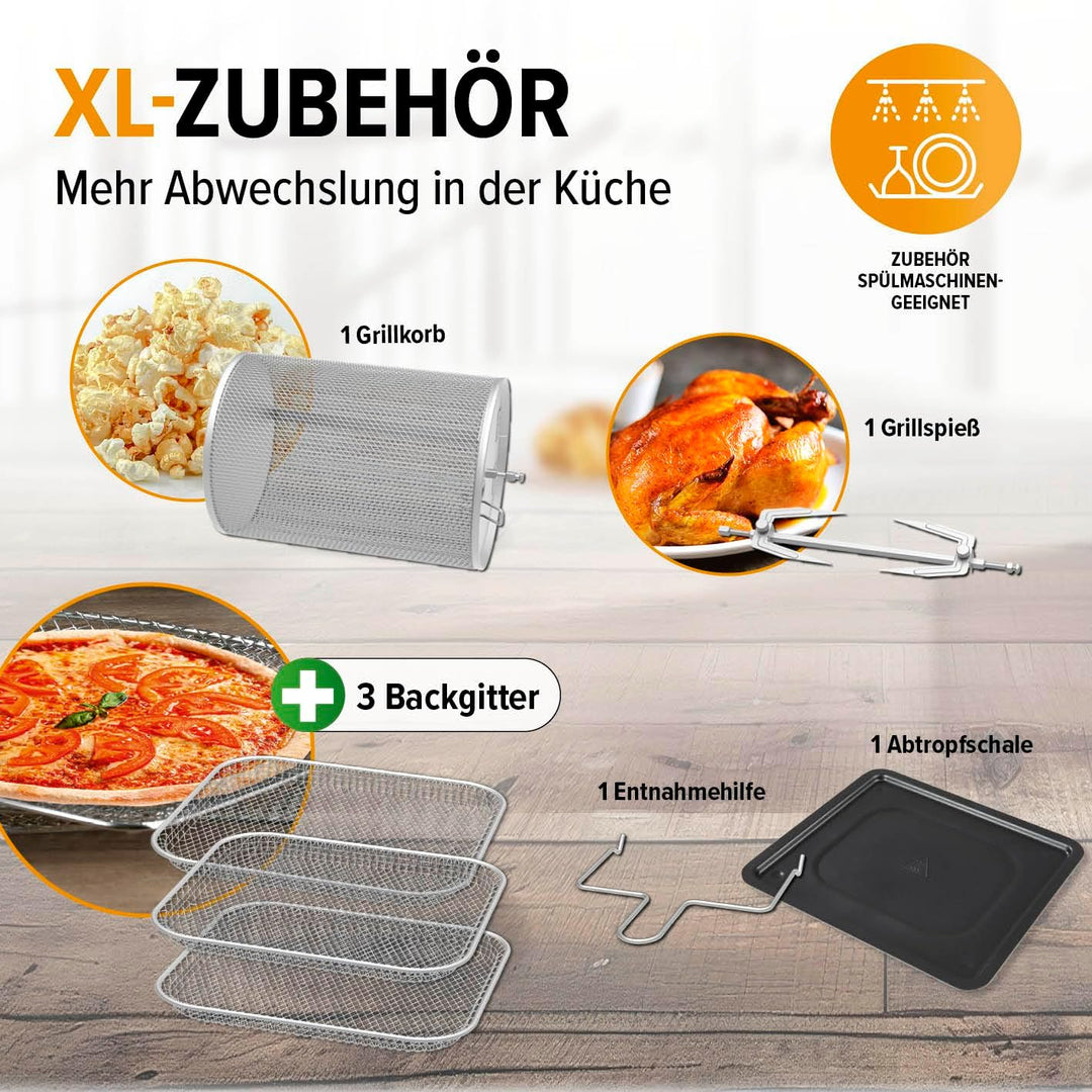 GOURMETmaxx Digitale Heissluftfritteuse 12 L, XXL-Edelstahl-Ofen | Airfryer + Timer, Touchdisplay, D