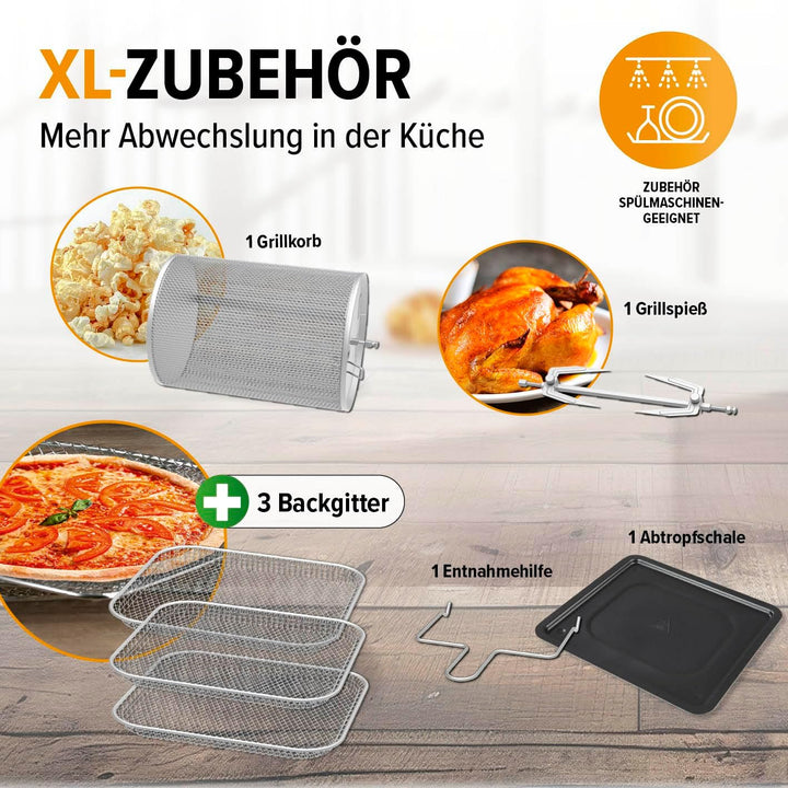 GOURMETmaxx Digitale Heissluftfritteuse 12 L, XXL-Edelstahl-Ofen | Airfryer + Timer, Touchdisplay, D