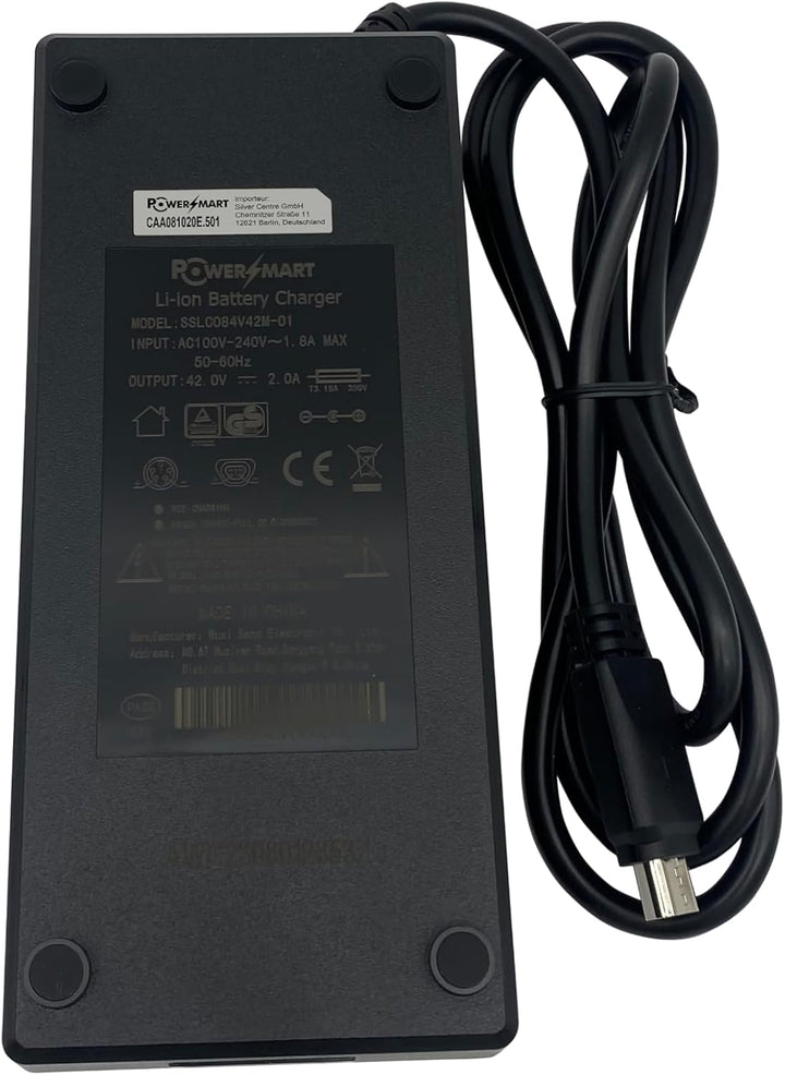 PowerSmart® 2A Ladegerät 42V Netzteil AC Adapter für 36V Akku SSLC084V42M, mit 5-Pin Stecker