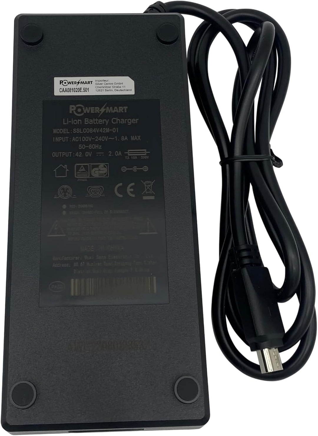 PowerSmart 42V 2,0A Ladegerät Charger Ersatz für SSLC084V42XH Trapezoid 5pin 36V Phylion Akkus Lithi