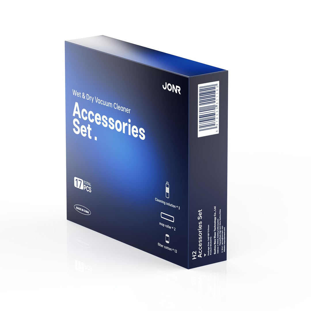JONR H2 / H2 PRO Nass-Trockensauger Zubehör-Set – 3X Reinigungslösung, 2X Rollbürsten & 10x Filter,
