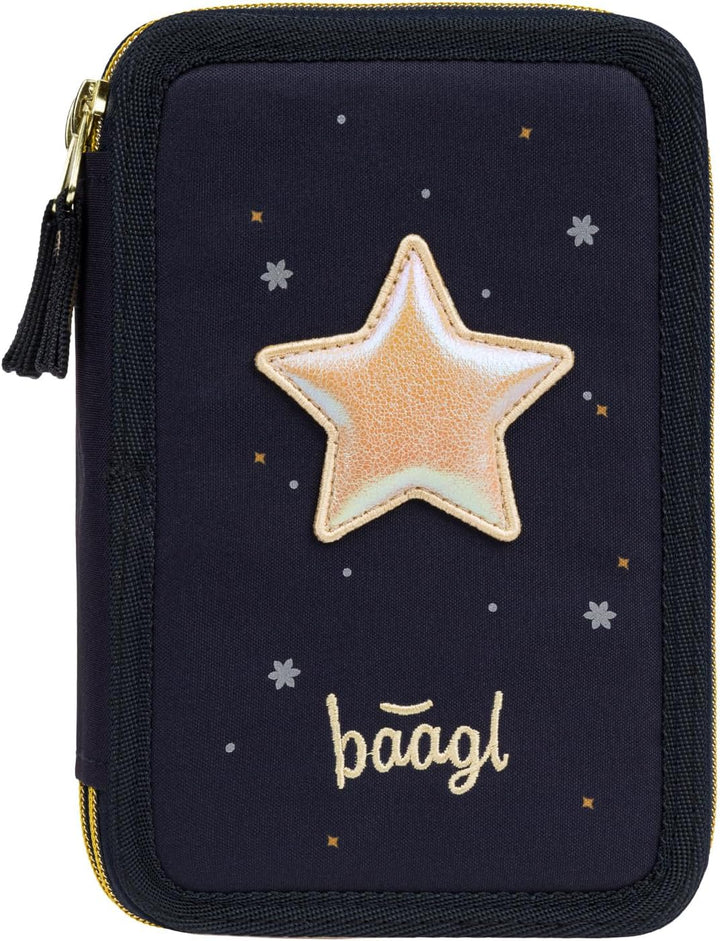 Baagl 3 Fach Federmäppchen Mädchen, Schulmäppchen für Schreibwaren, Schulsachen Federtasche, Federma