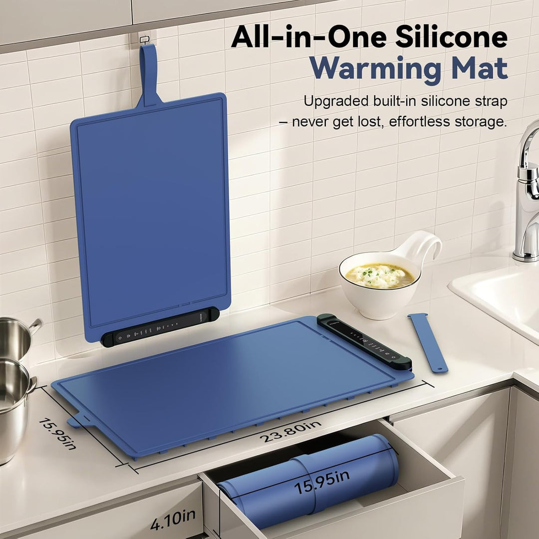 Silikon Warmhalteplatte Elektrisch für Speisen: 60×40 cm Tragbare Regelbar Wärmeplatte Essen Kueche