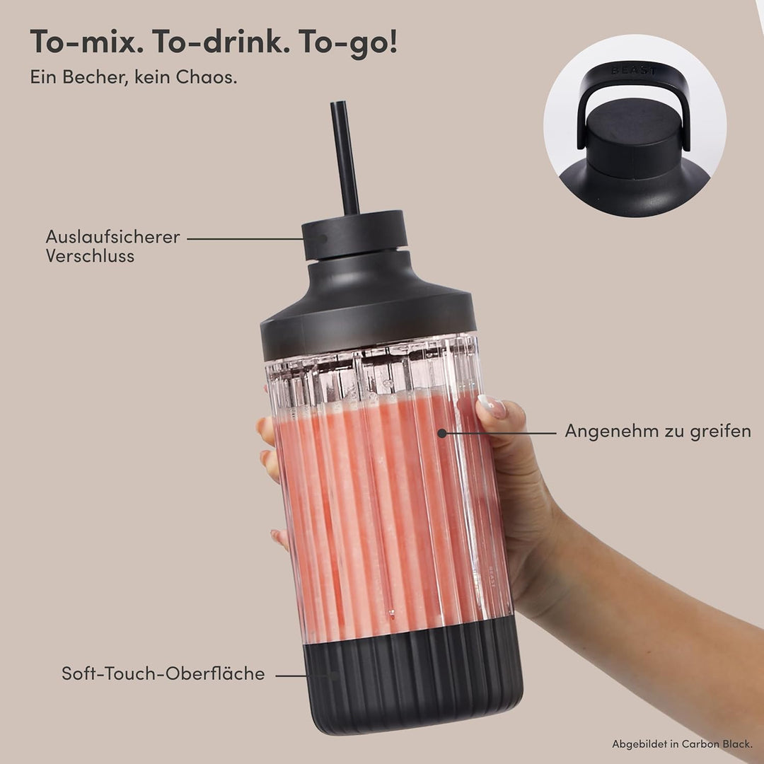BEAST Standmixer 1200W - Smoothie Maker und Hochleistungsmixer mit 3 Tritan Mixbechers 1200, 1000, 5