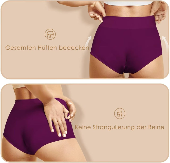 YouShow Unterhosen Damen 5er Pack Baumwolle Hohe Taille Unterwäsche Slip Stretchanteil XS Mehrfarbig