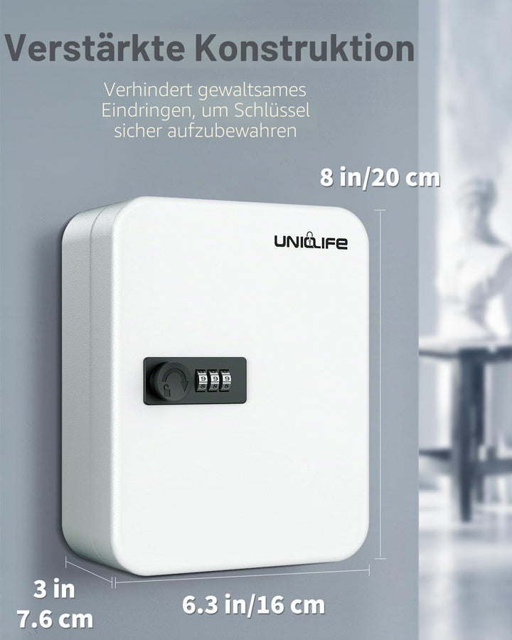 Uniclife Schlüsselschrank mit 20 Positionen und Zahlenschloss, zurücksetzbar, digitales Aufbewahrung