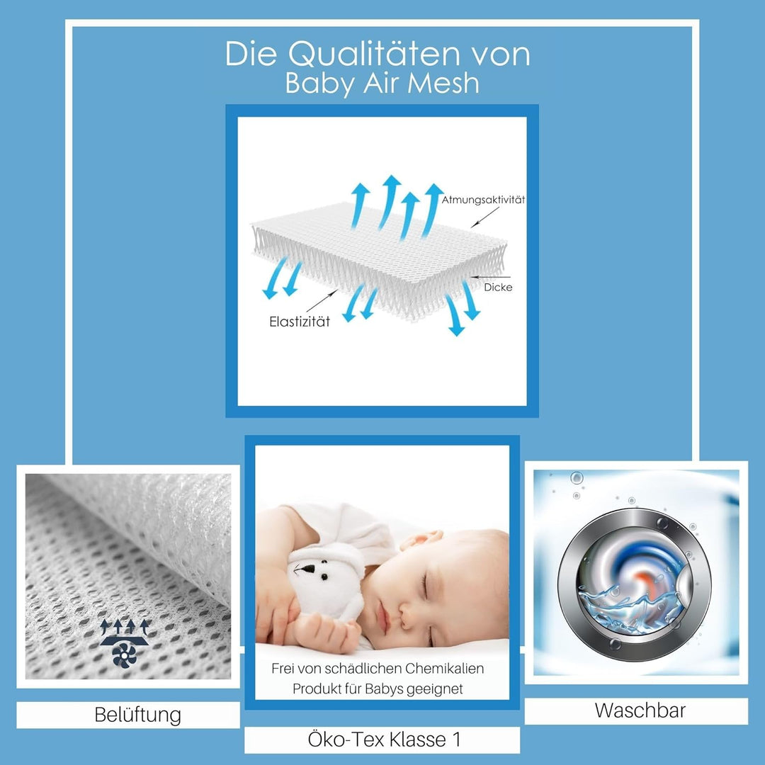 Babysanity - Bettumrandung Babybett mit Baby Air Mesh-System ausgestattet - Der weiche und stabile b