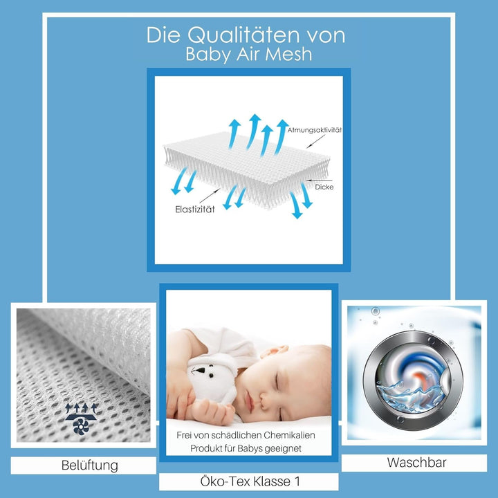 Babysanity - Bettumrandung Babybett mit Baby Air Mesh-System ausgestattet - Der weiche und stabile b