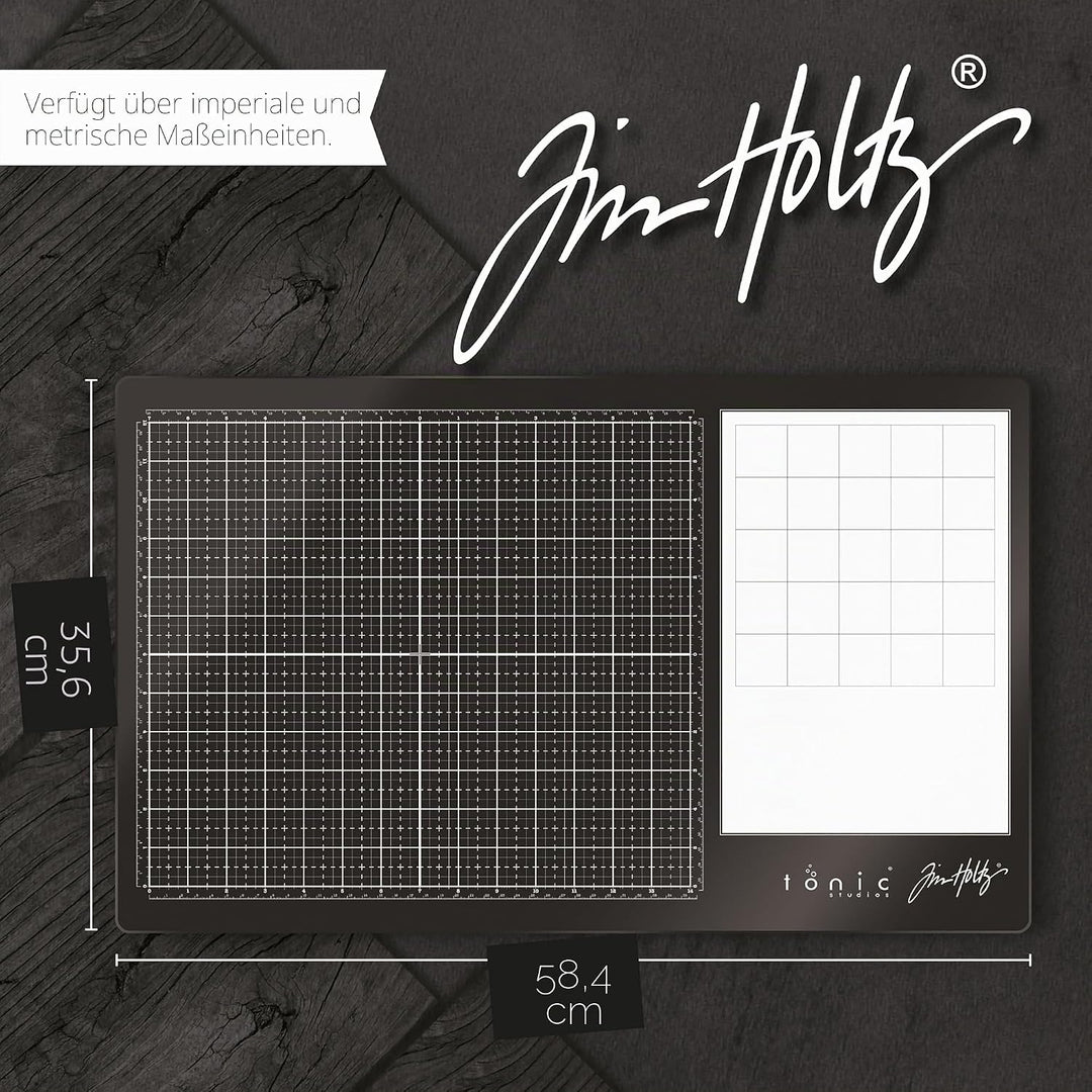 Tim Holtz Glas-Medienunterlage, Schwarz 14 x 23 inches, 14 x 23 inches