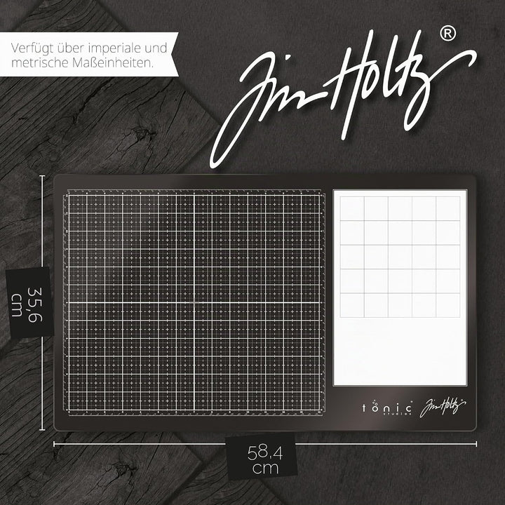 Tim Holtz Glas-Medienunterlage, Schwarz 14 x 23 inches, 14 x 23 inches