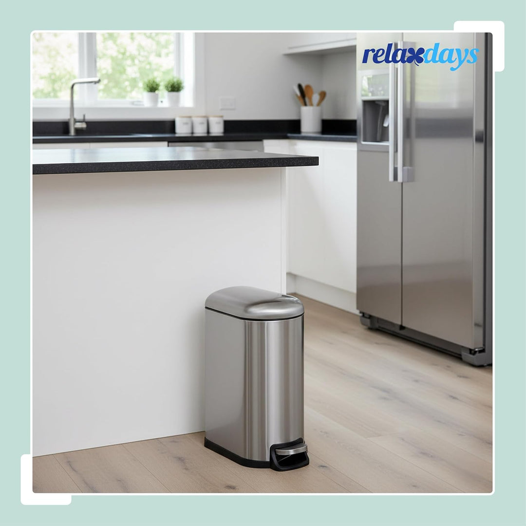 Relaxdays Mülleimer, 10 Liter, Absenkautomatik, entnehmbarer Inneneimer, Kosmetikeimer mit Deckel, B