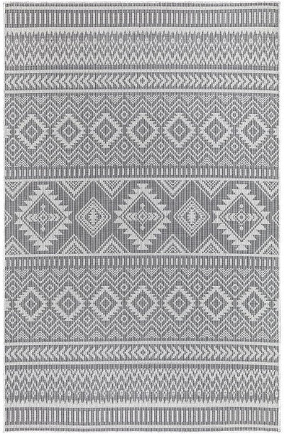 carpet city Outdoor Teppich Terrasse Wetterfest - 160x230 cm - Balkonteppich Anthrazit - Ethno Look