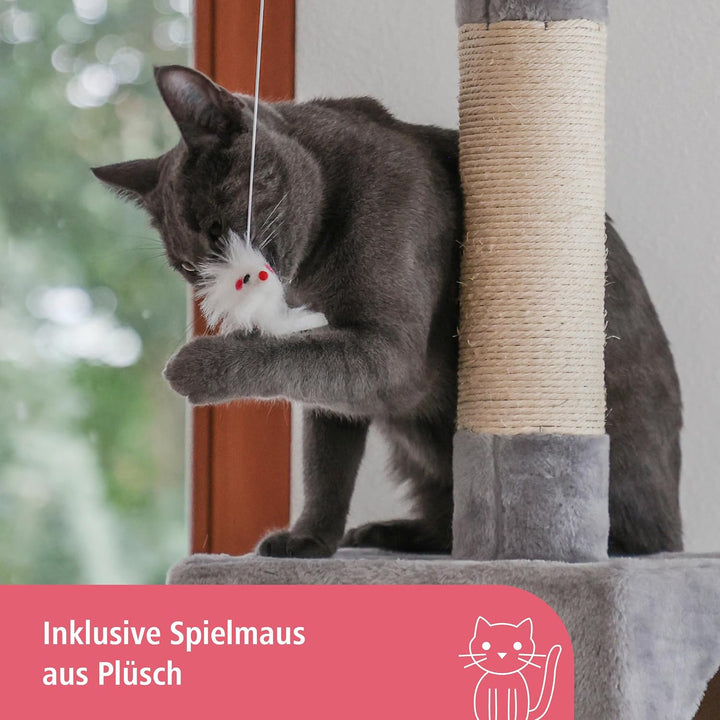 Kerbl Pet Kratzbaum Square, Grosser Katzenbaum für mehrere Katzen, Mit verschiedenen Höhlen und Lieg