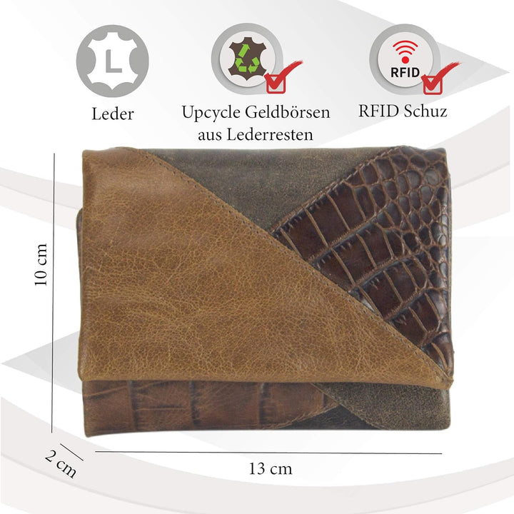 Sunsa Geldbörse. Damen Geldbeutel. Leder Portemonnaie mit RFID Schutz. Mittlere grosse Brieftasche m