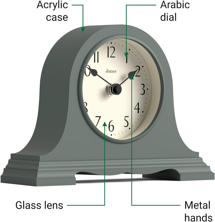 JONES CLOCKS® Speakeasy kaminuhr | Klassisches Design des napoleonhutes | Grün | Zeitgenössischer kl