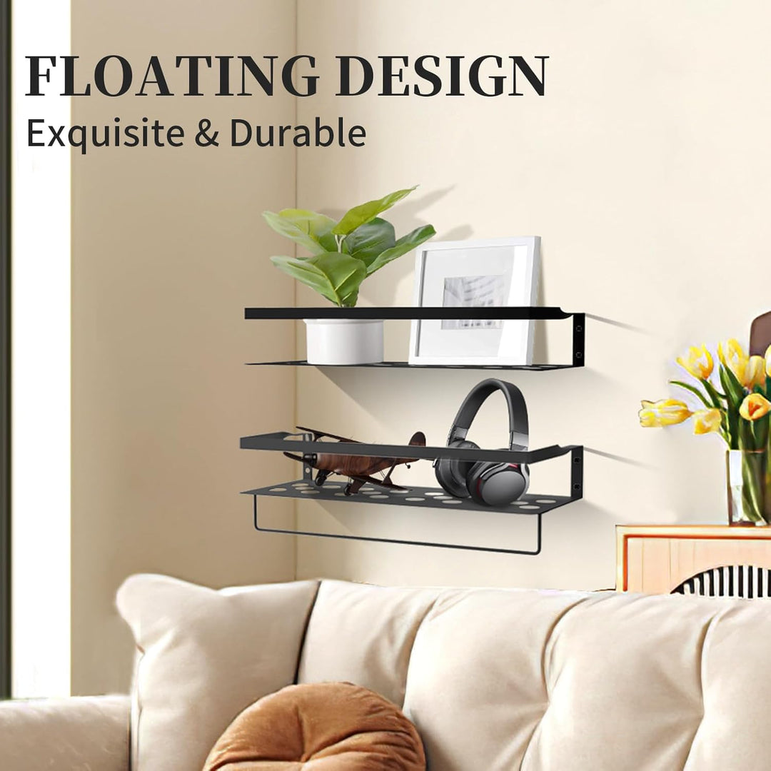 Uten Wandregal Metall, Bad Regal Kücheregal 2er Set, Metallregal Wand 40cm mit Handtuchhalter, für W