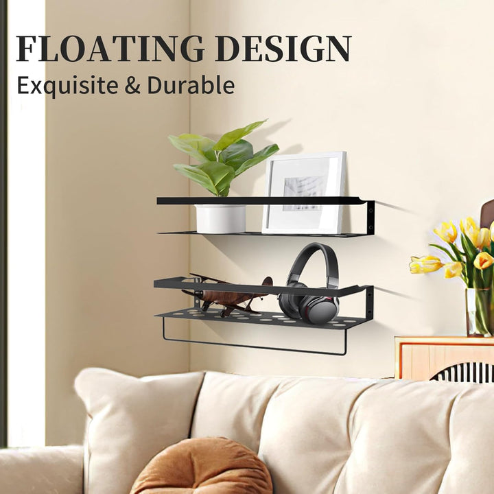 Uten Wandregal Metall, Bad Regal Kücheregal 2er Set, Metallregal Wand 40cm mit Handtuchhalter, für W