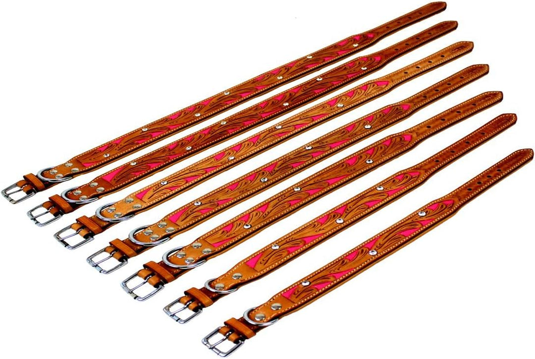 MICHUR Pinklady Hundehalsband Leder, Lederhalsband Hund, Halsband, Leder, BEIGE, Caramel, Braun, PIN